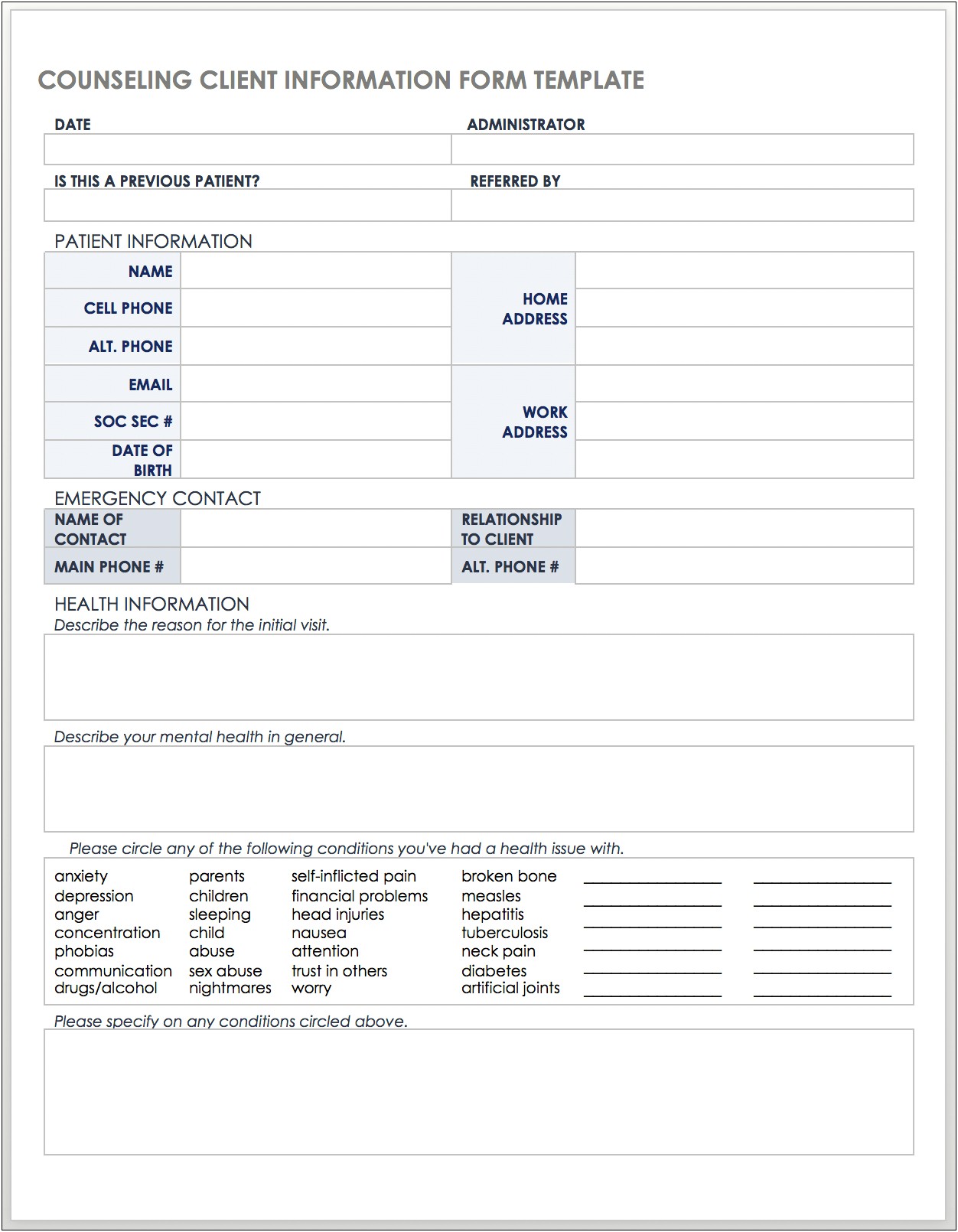 Basic Information Form Template Microsoft Word
