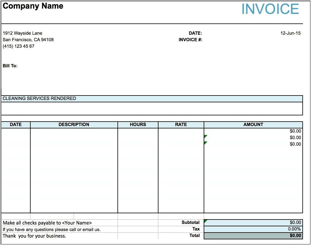Basic Invoice Template For Microsaoft Word