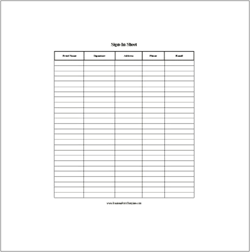 Basic Sign In Sheet Word Template