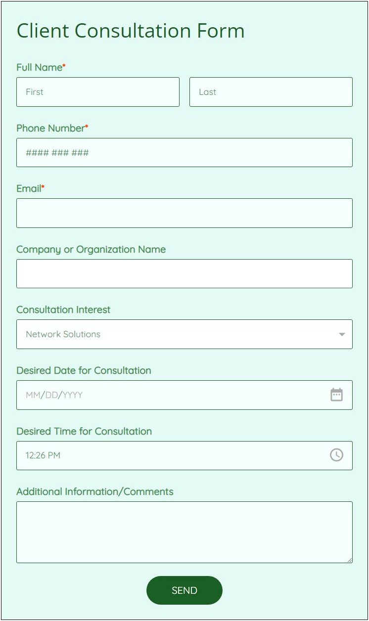 Beauty Client Consultation Form Template Word