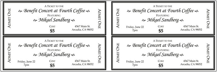 Benefit Plate Sale Ticket Template Word