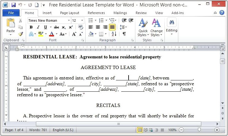 Best Owner's Apartment Rental Agreement Template Word