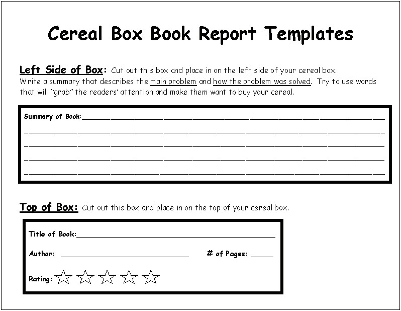 Big Cereal Box Book Template Word Document