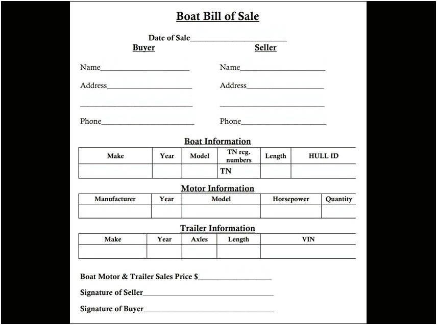 Bill Of Sale Template Word 2007