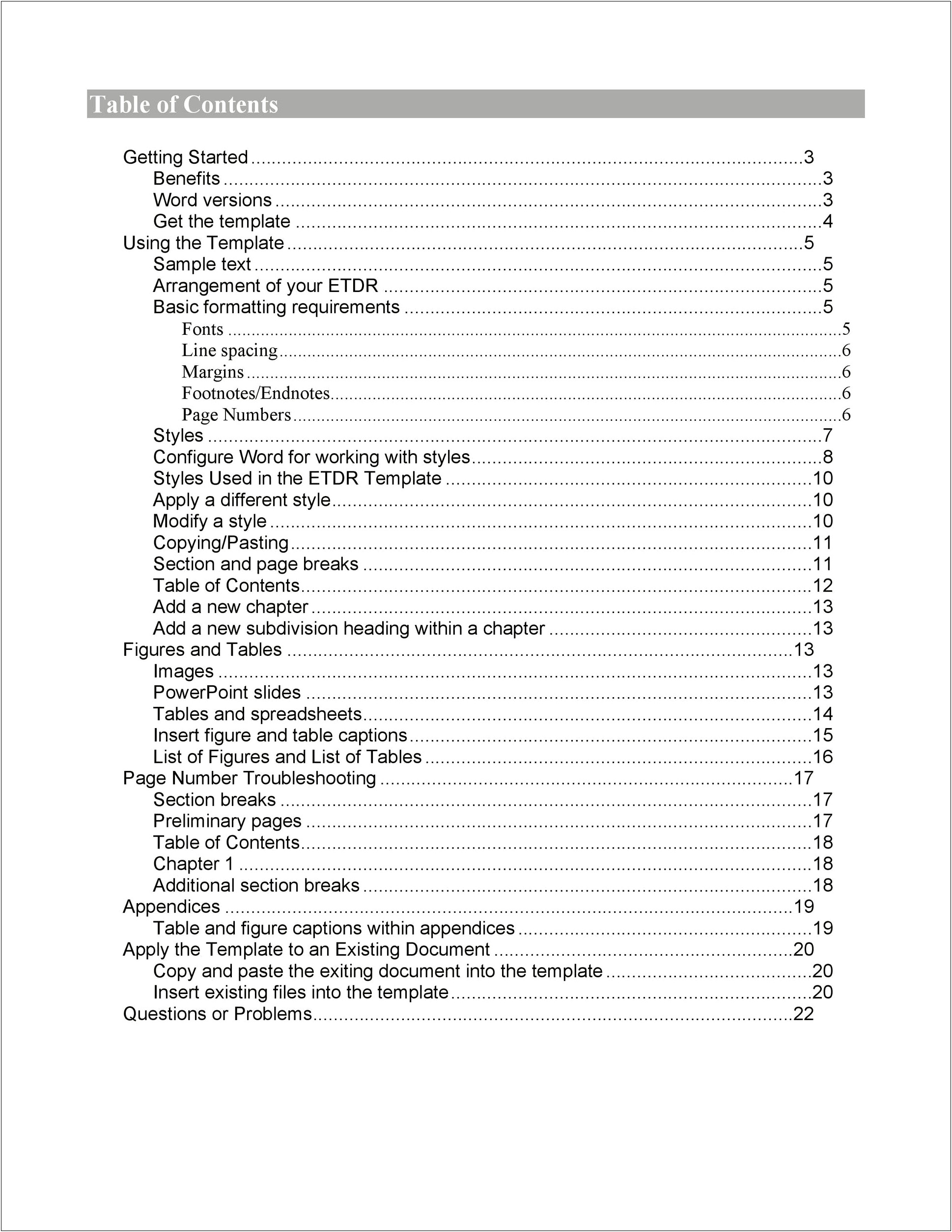 Binder Table Of Contents Template Microsoft Word