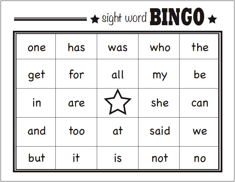 Bingo Blank Template For Vocabulary Words