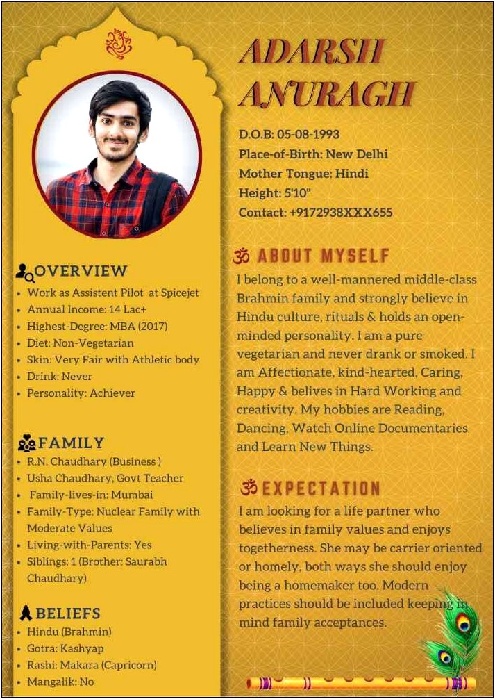 Biodata Template For Marriage In Word Format