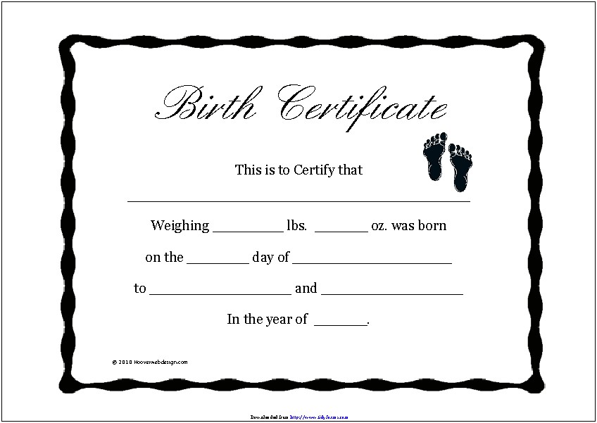 Birth Certificate Blank Template Word Document