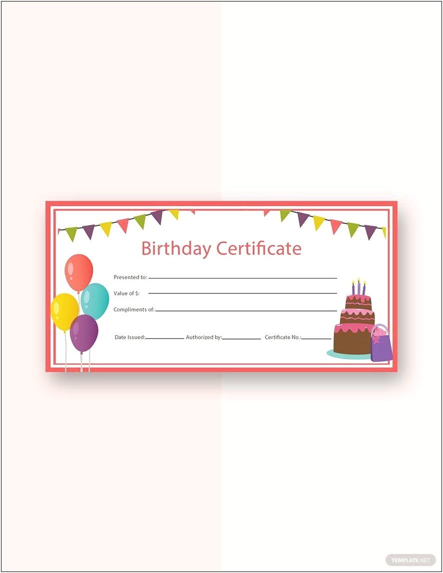 Birthday Gift Certificate Template Microsoft Word