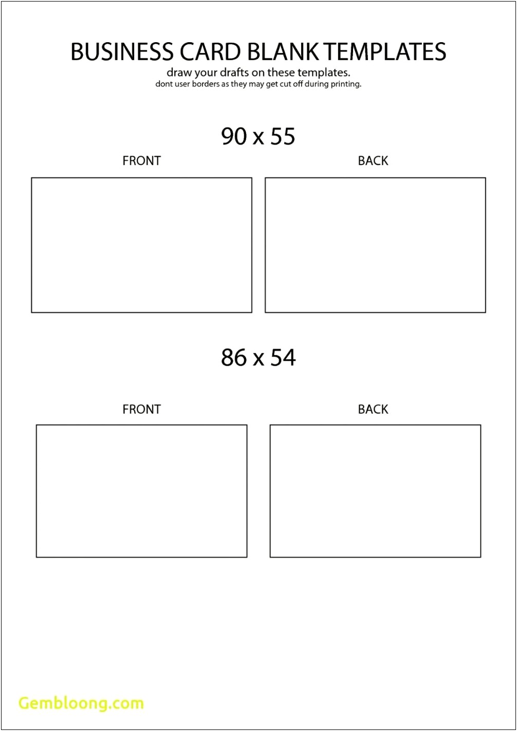 Blank Business Card Template For Word 2013