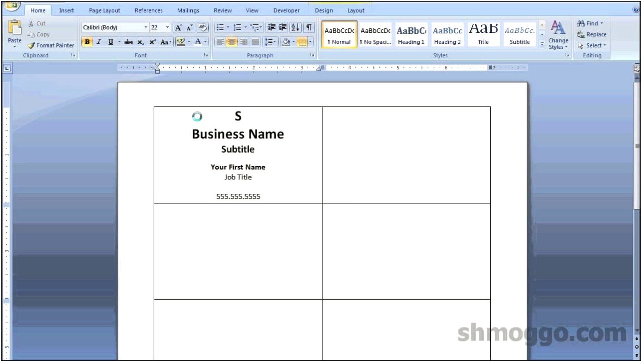 Blank Business Card Template For Word Mac