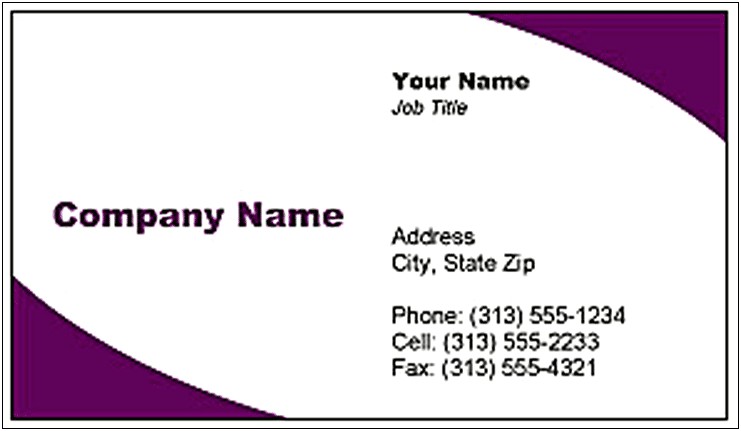 Blank Business Card Template Microsoft Word 2007