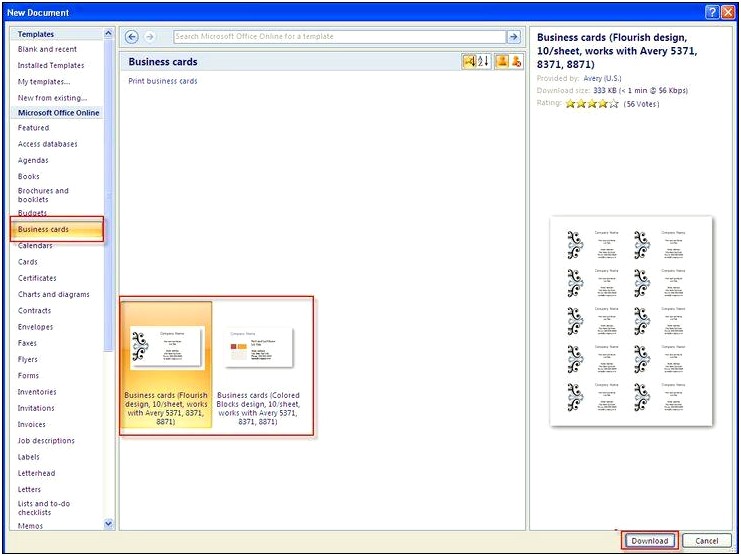 Blank Business Card Template Microsoft Word 2010