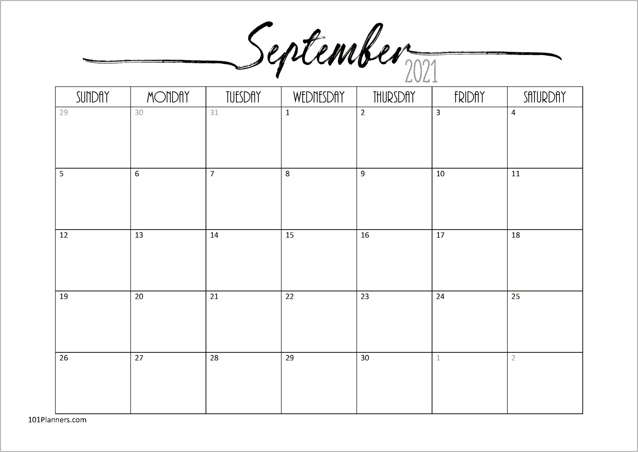 Blank Monthly Calendar Template In Word