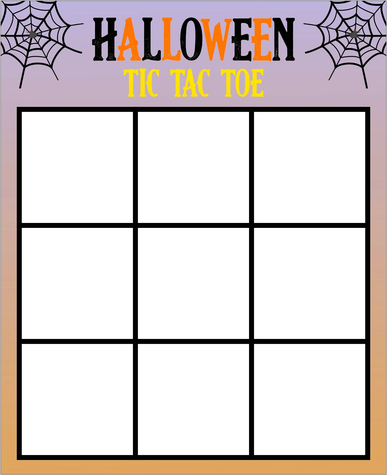 Blank Tic Tac Toe Template For Word