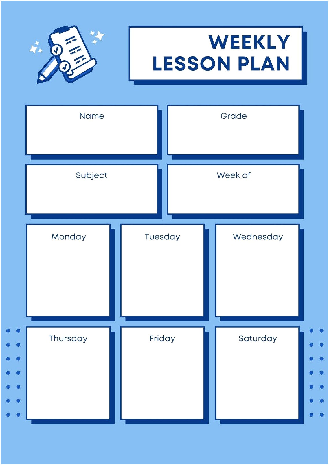 Blank Weekly Lesson Plan Template Word