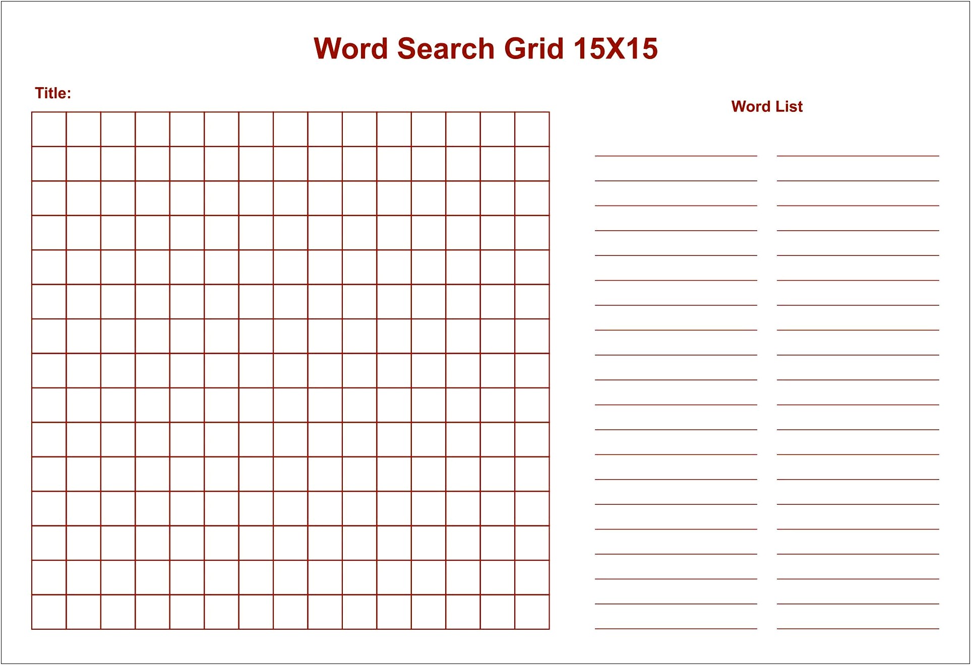 Blank Word Search Template To Print