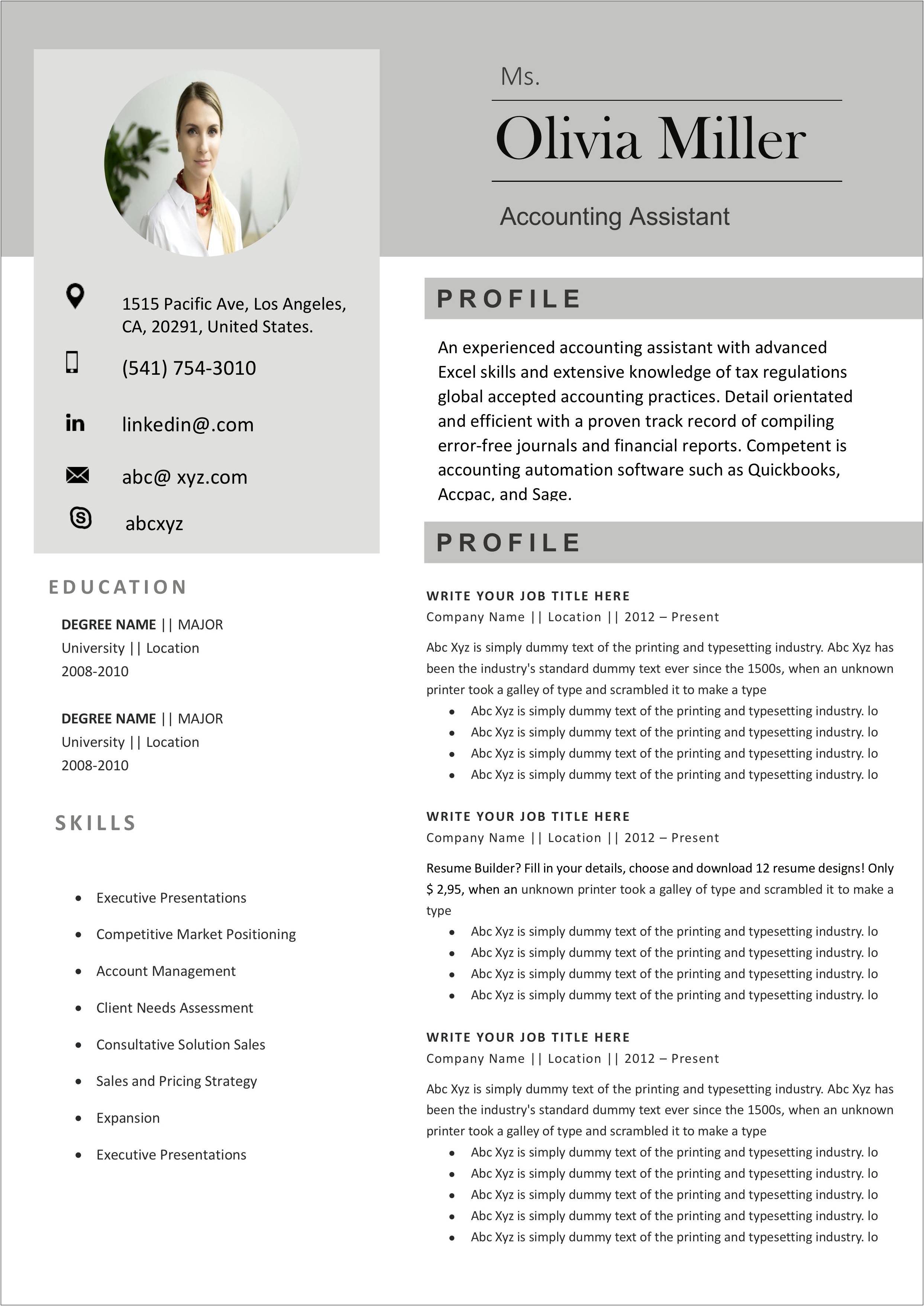Blue And Gray Document Template Design Word