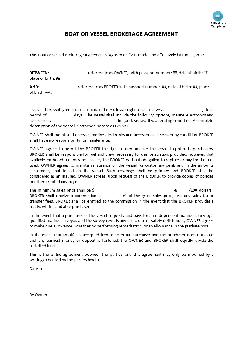Boat Rental Agreement Template Word Document
