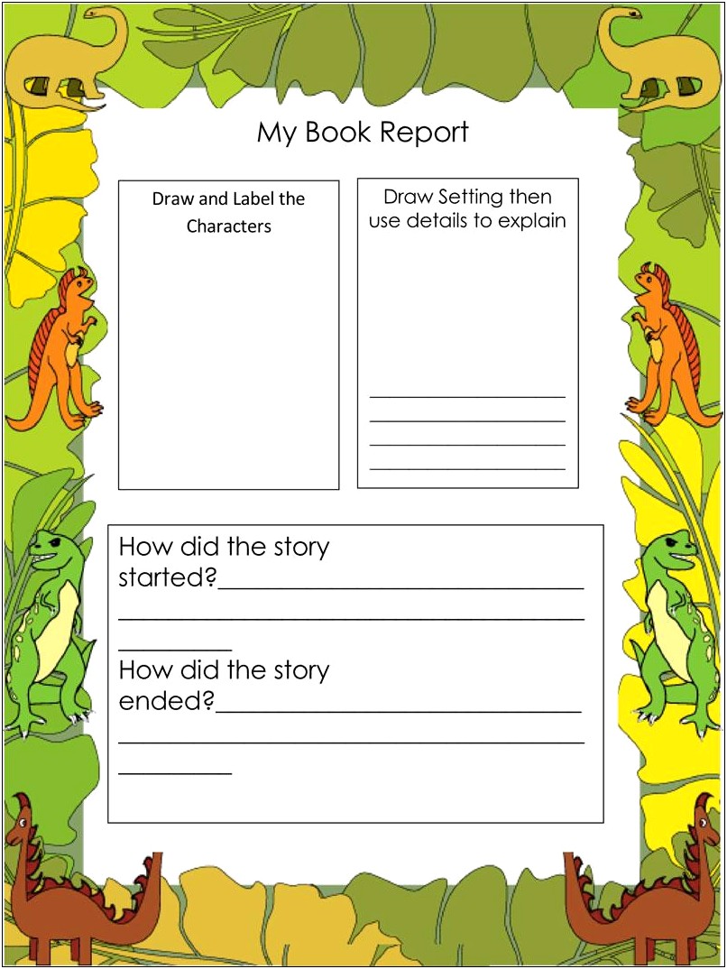 Book Report Template 5th Grade Microsoft Word