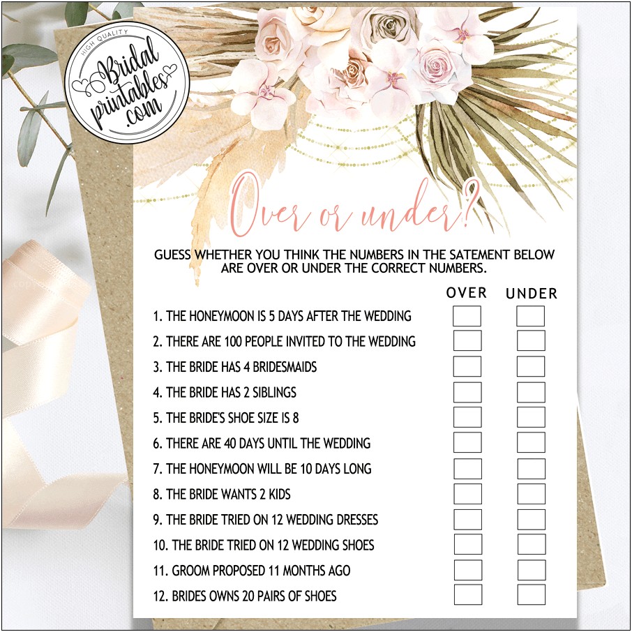 Bridal Shower Game Templates For Word