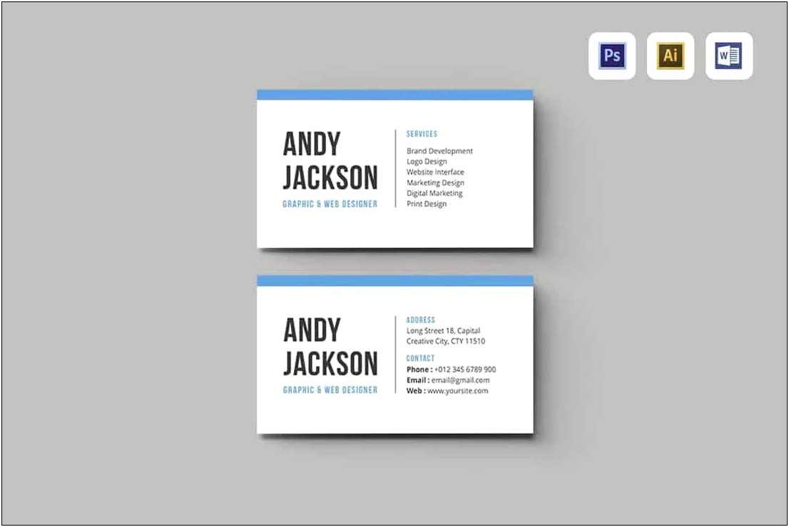 Business Card Template With Photo Microsoft Word