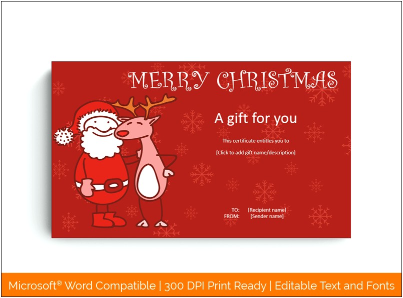 Business Christmas Gift Certificate Template Word