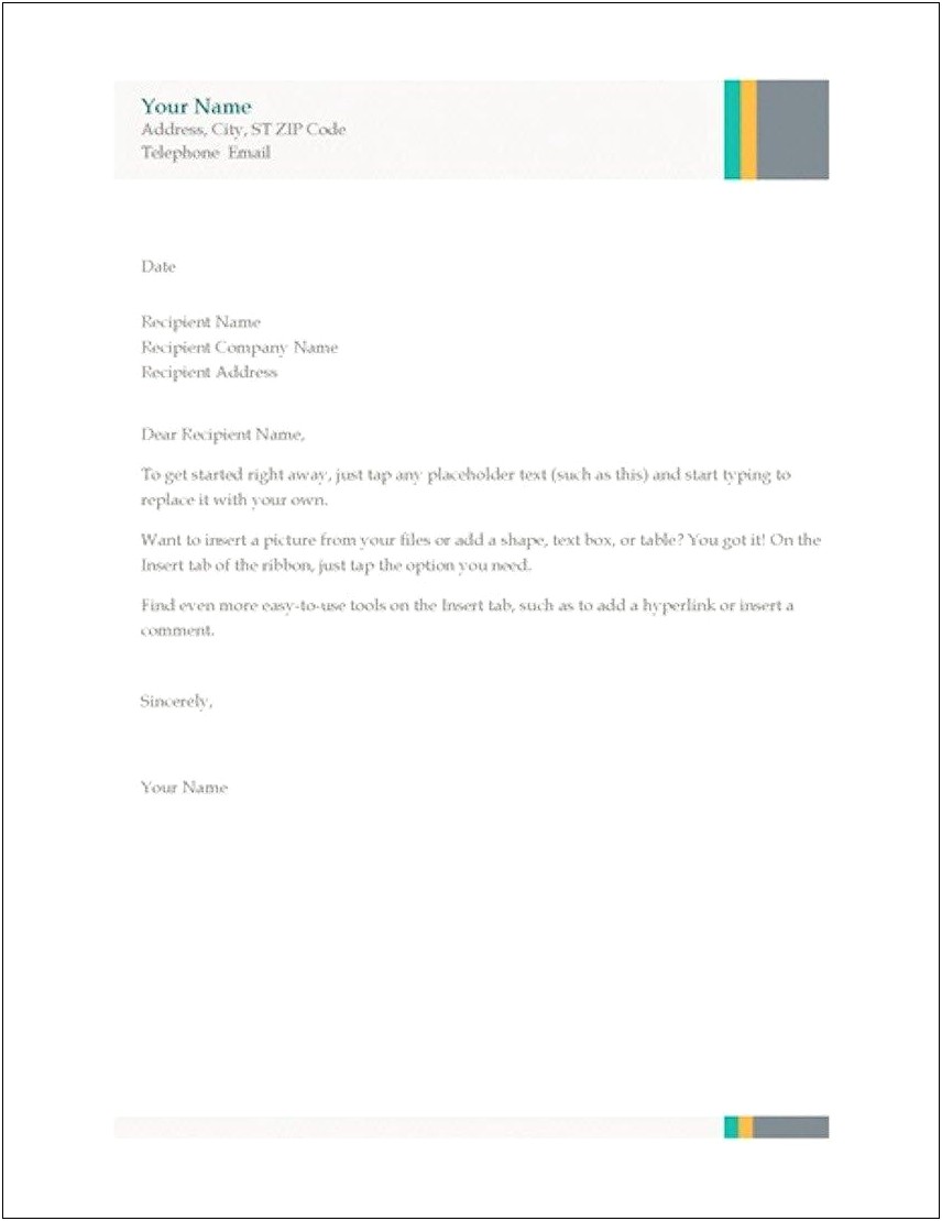 Business Letter Template For Word 2013