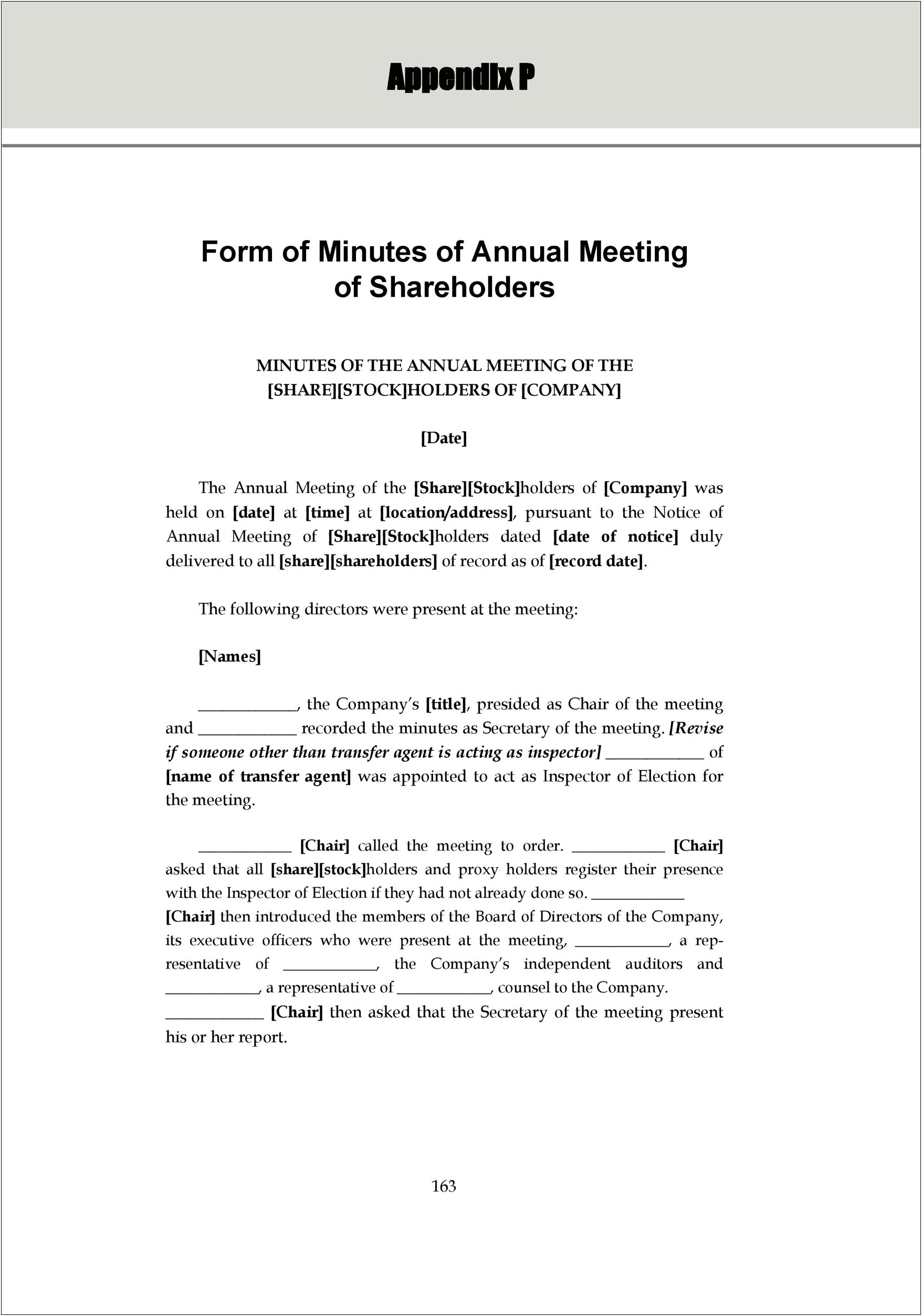 Business Meeting Minutes Template In Word