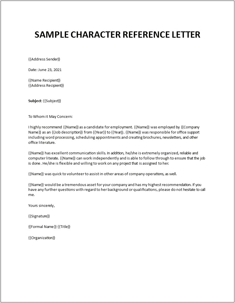 Business To Business Reference Letter Template Word