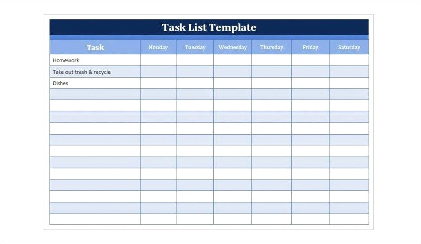Calendar And List Template For Word