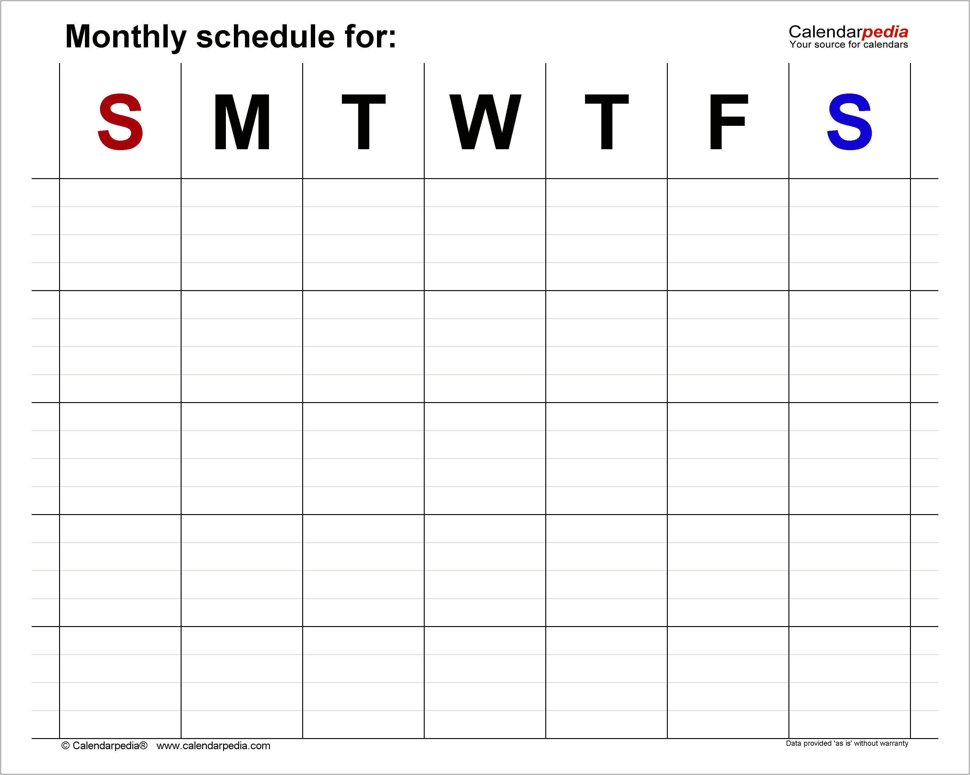 Calendar Of Events Schedule Word Template