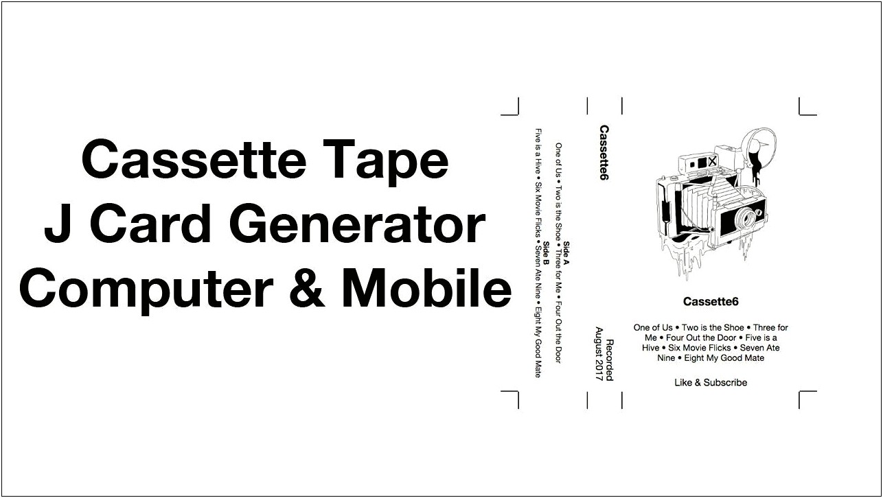 Cassette J Card Template Microsoft Word