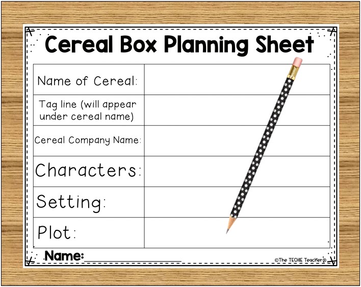 Cereal Box Book Report Template Word Printable