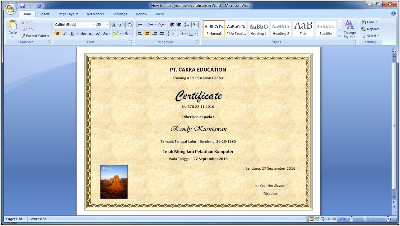 Certificate Of Appreciation Template Word 2003