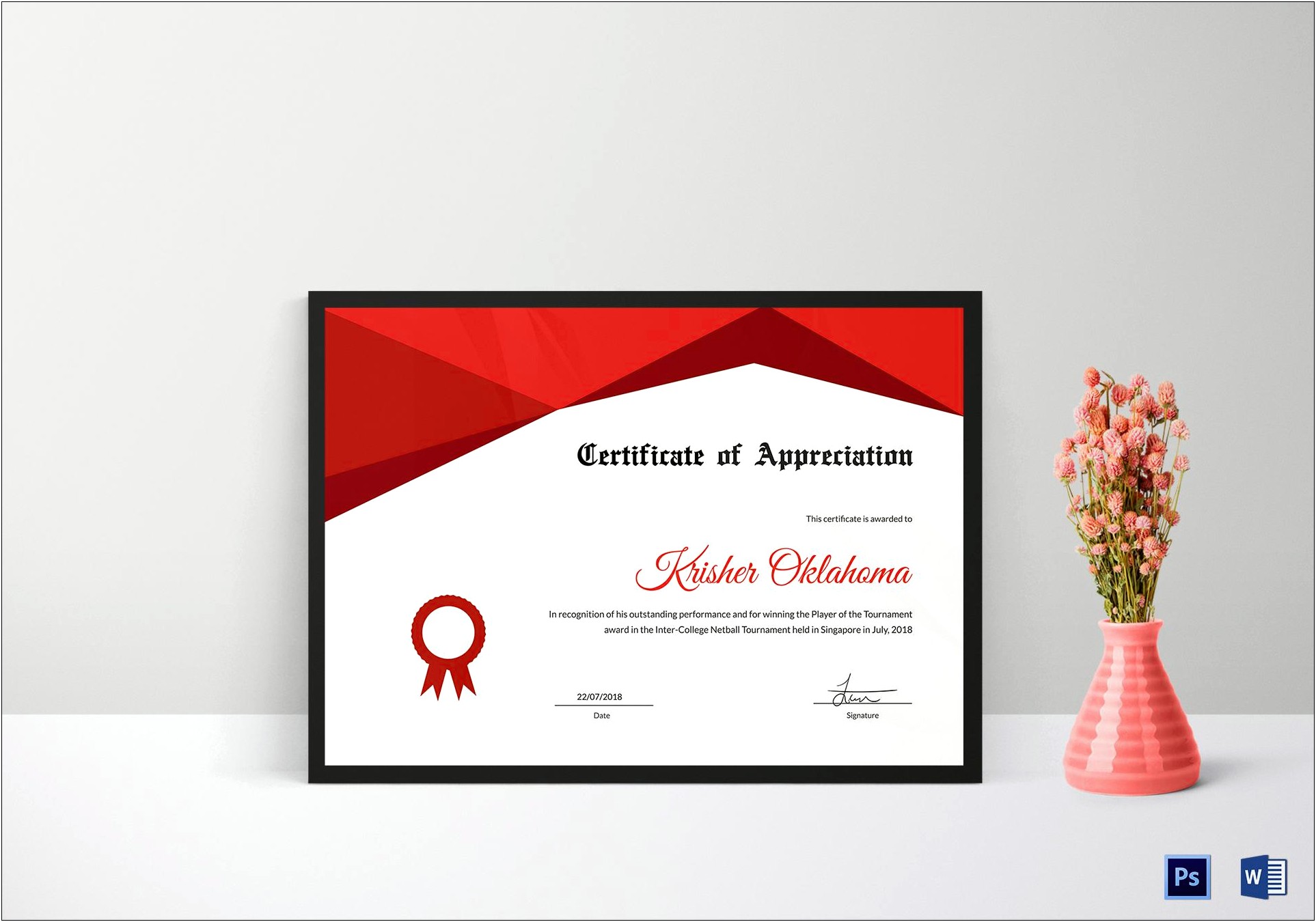 Certificate Of Appreciation Template Word 2007