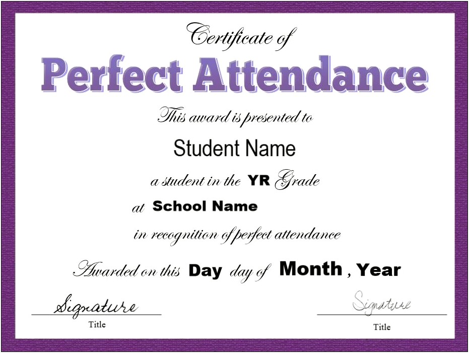 Certificate Of Attendance Template Ms Word