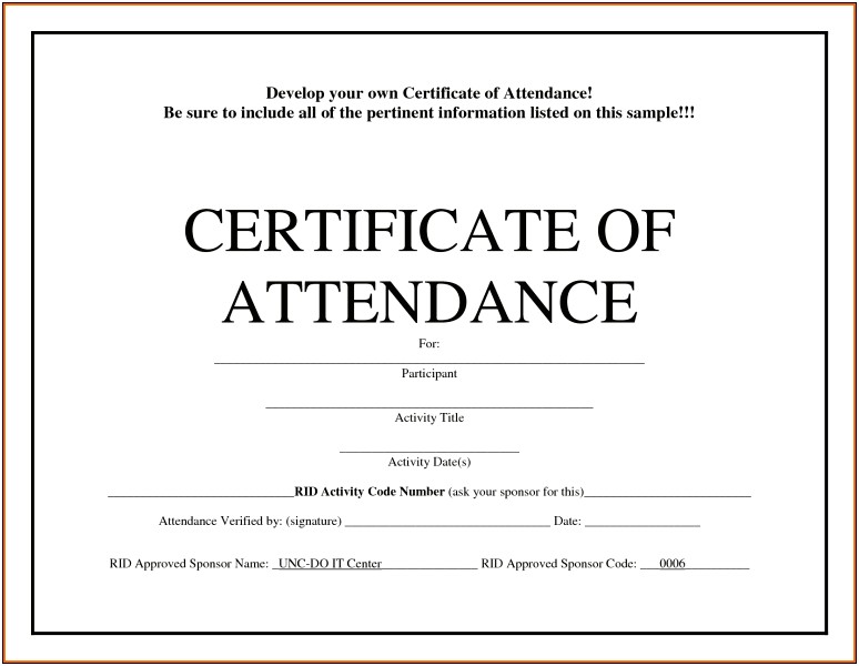 Certificate Of Attendance Template Word Form Filler
