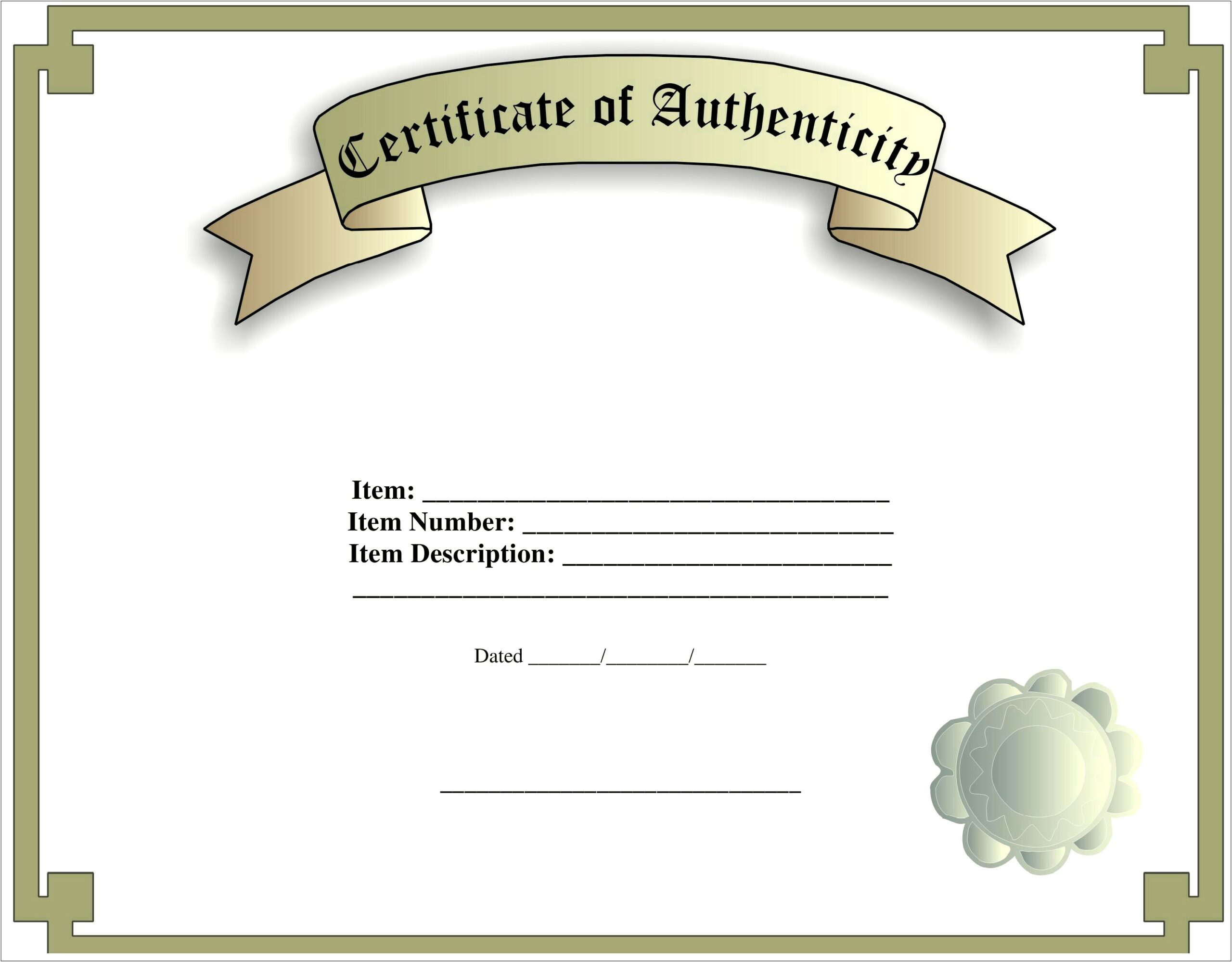 Certificate Of Authenticity Template For Word