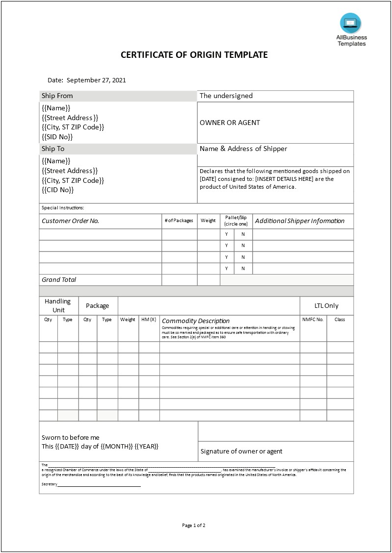 Certificate Of Authenticity Template Microsoft Word