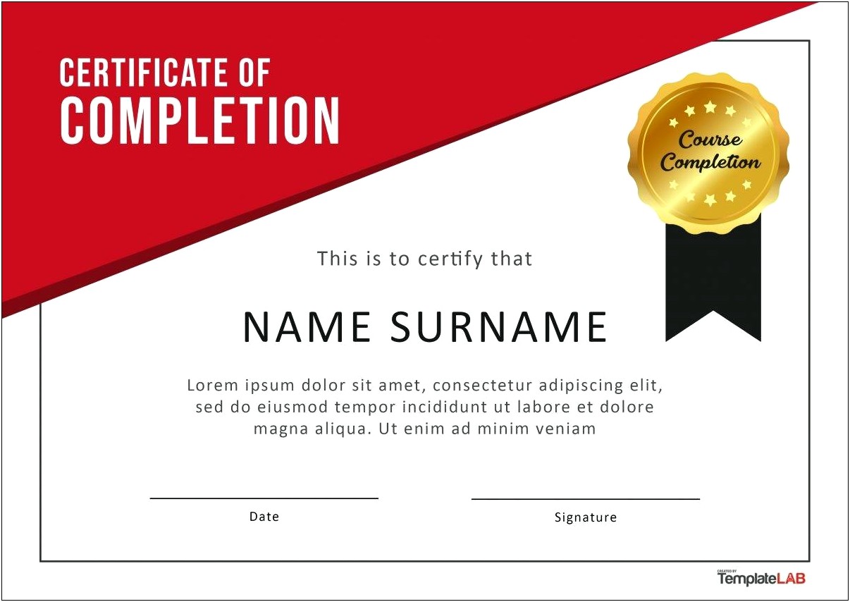 Certificate Of Completion Templates For Microsoft Word