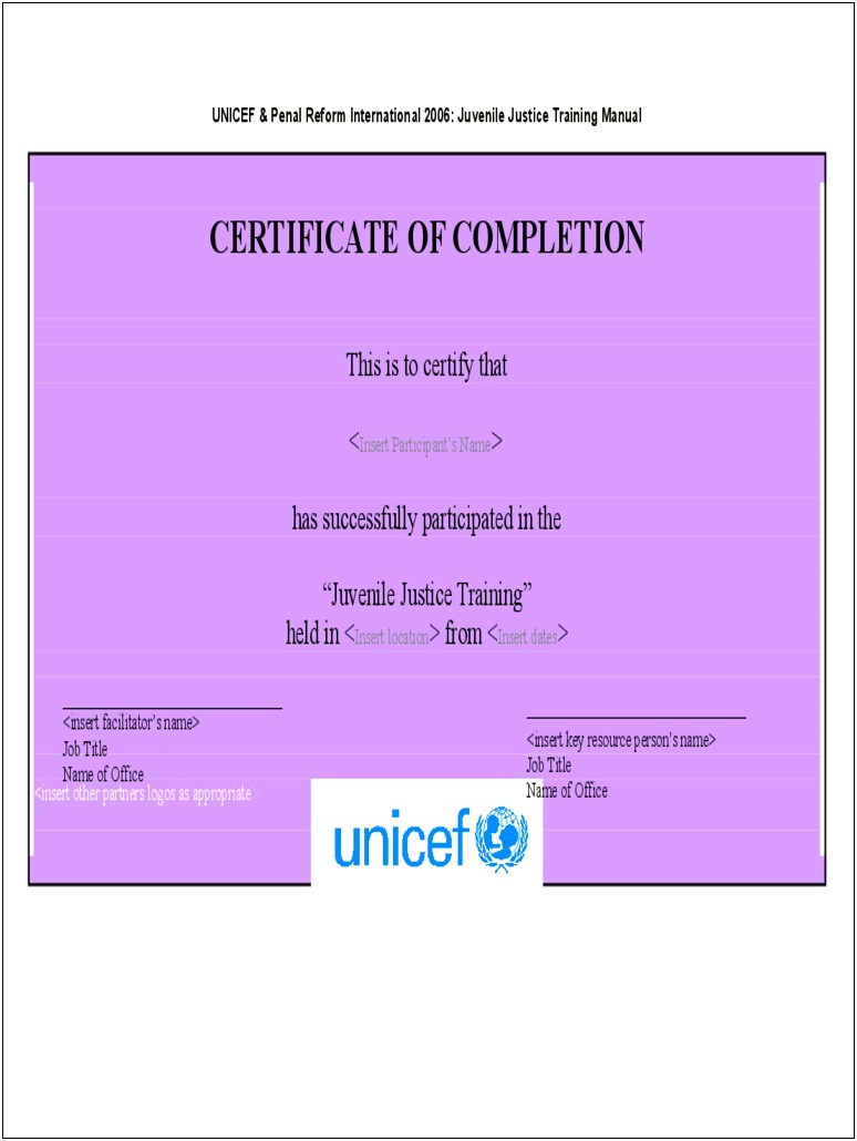 Certificate Of Completion Templates Word Doc