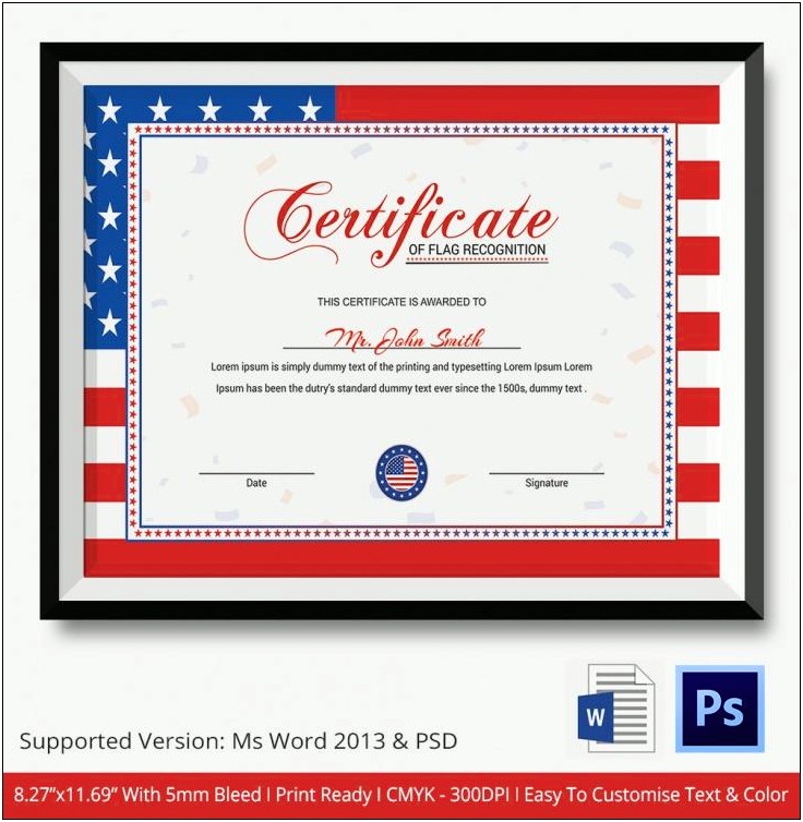 Certificate Of Recognition Template Word Doc