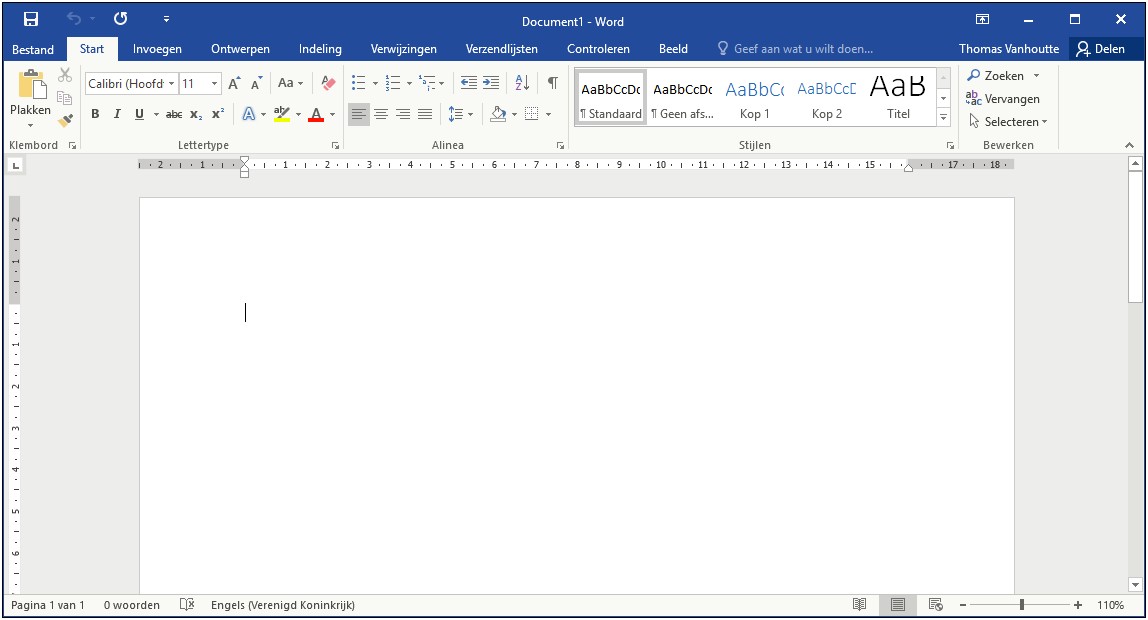 Change Blank Document Template Word 2016