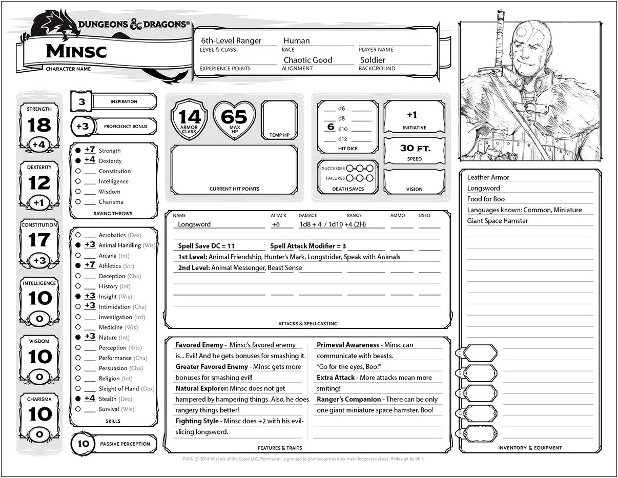 Character Template For D&d Word