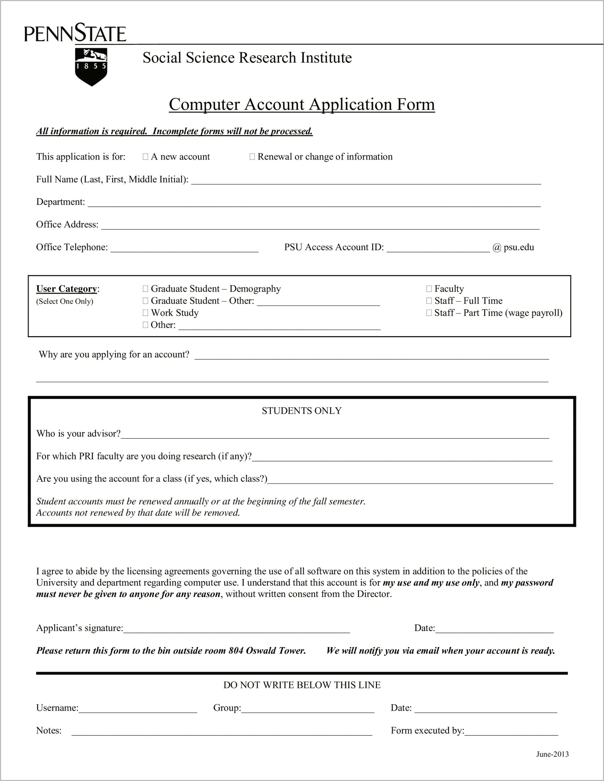 Charge Account Application Form Word Template