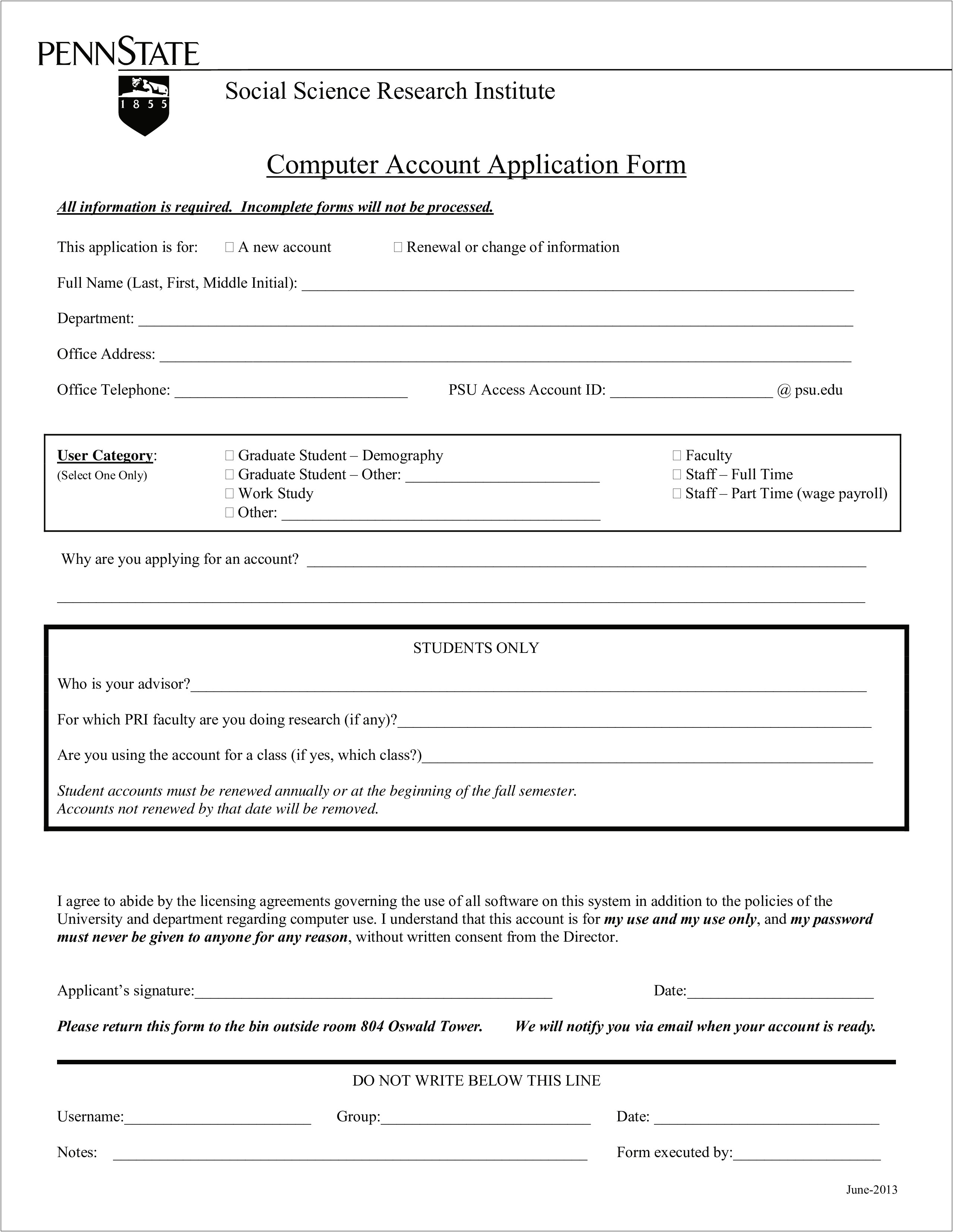 Charge Account Application Form Word Template