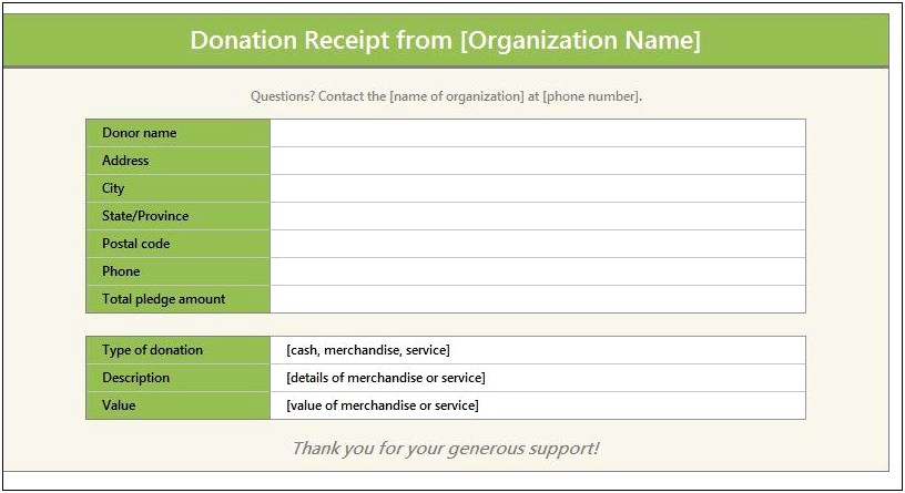 Charitable Donation Invoice Template For Word