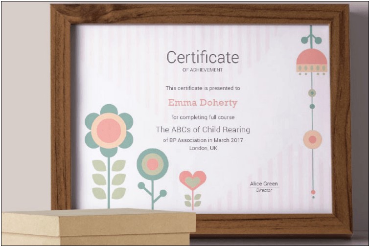 Children's Certificate Of Recognition Word Template