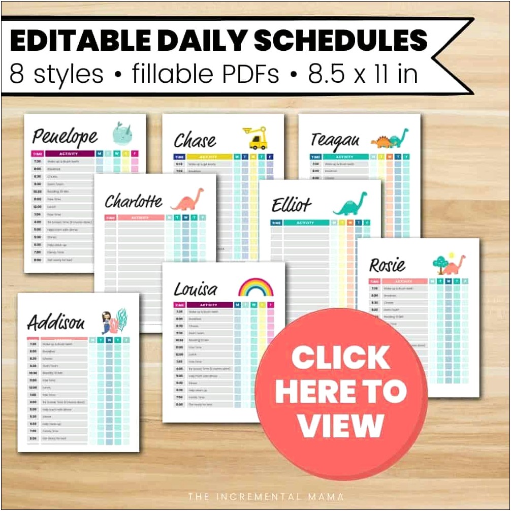 Childrens Daily Routine Schedule Template Word